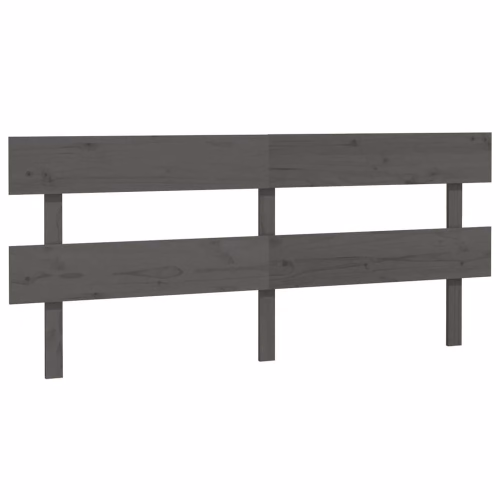 Berkfield Home Beautiful Grey Solid Pine Wood Bed Headboard W: 204 cm, D: 3 cm, H: 81 cm – 2