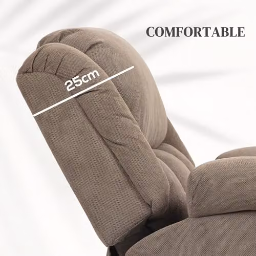 HOMCOM Brown Fabric Recliner Armchair with Powered Lift Assist, Vibration Massage and Heat – 3