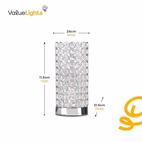 ValueLights MiniSun Modern Polished Chrome and Clear Acrylic Cylinder Touch Dimmable Table Lamp – 3