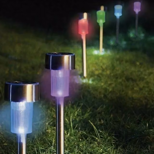 Garden Mile 10 Pack Colour Changing Solar Garden Lights in Silver and Transparent