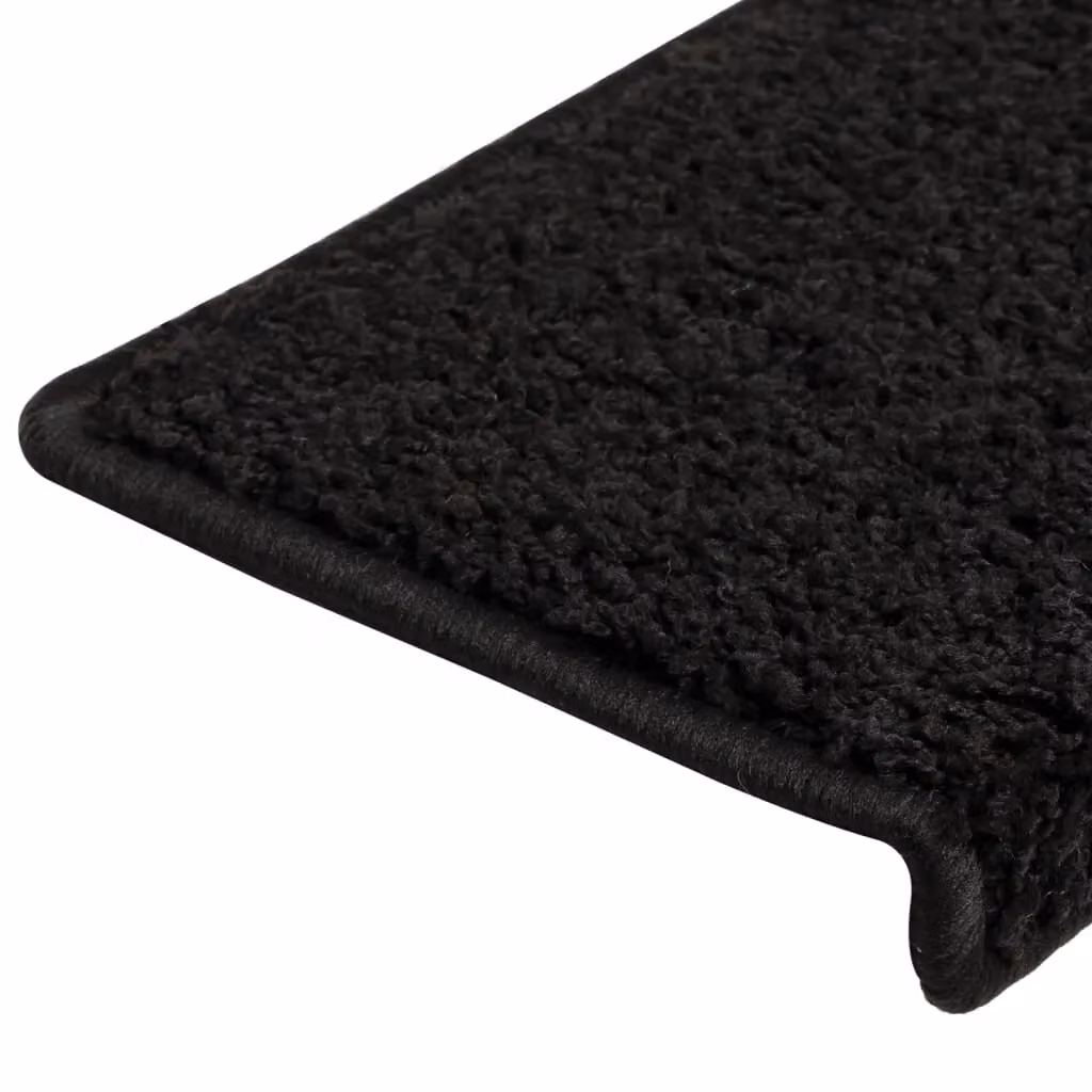 Berkfield Home Non-Slip Carpet Stair Treads, 15 Pieces, Black, W/D/H: 65 x 21 x 4 cm – 4