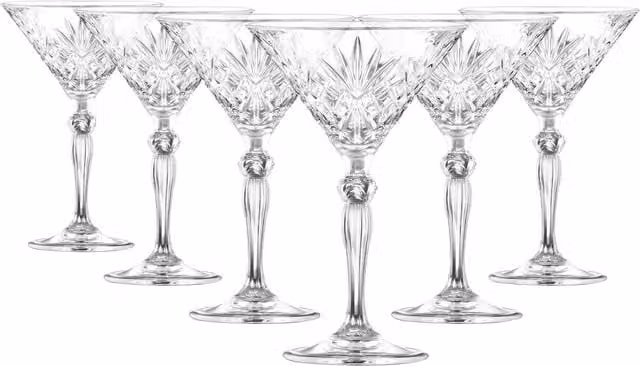 RCR Melodia Geometric Cocktail Glasses, Transparent, 210 ml, Set of 6