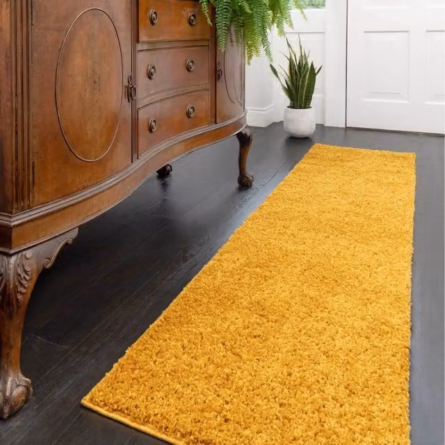 The Rug House Soft Value Yellow Ochre Shaggy Area Rug, Yellow, W: 230 cm, D: 60 cm