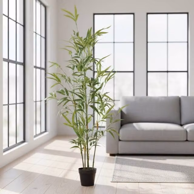 Garden Greatness 6ft Potted Artificial Bamboo Tree in Green