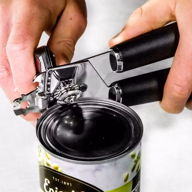 MasterClass Can Opener in Black with Ergonomic Grip and Safety Edge
