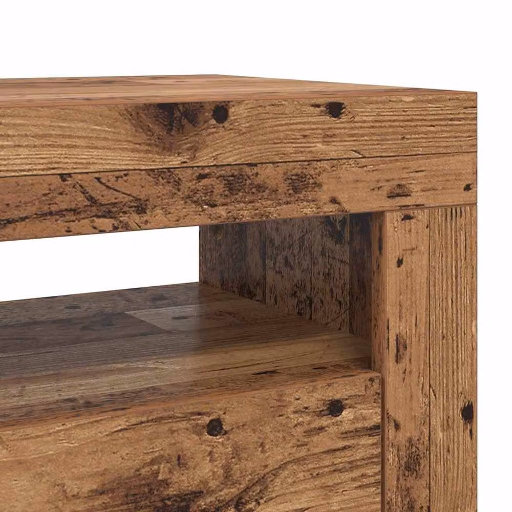 Berkfield Home TV Cabinet with LED Lights in Old Wood, W/D/H: 90 x 35 x 40 cm – 6