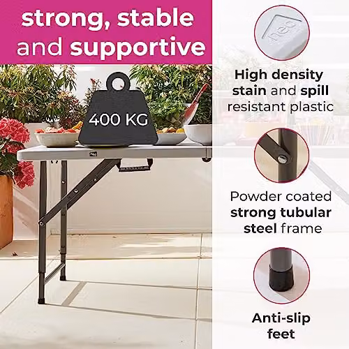 Neo Portable Extendable Folding Table in White – 4
