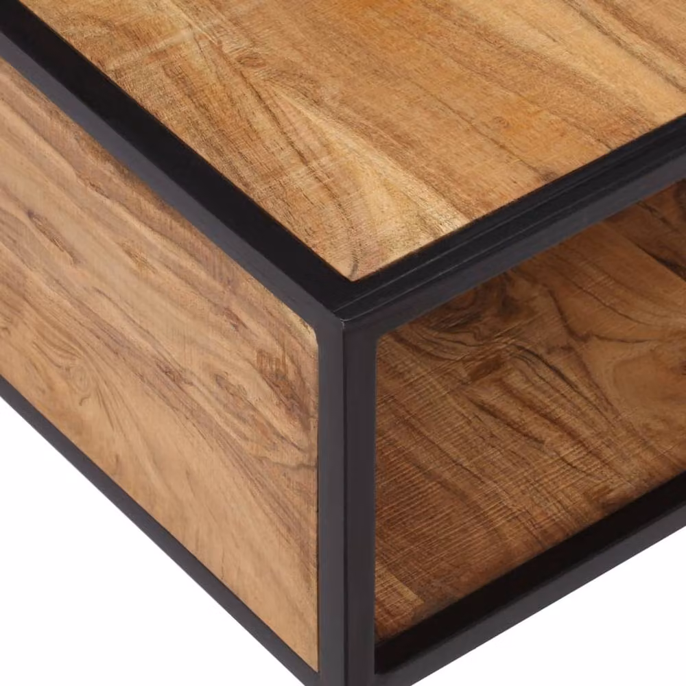 Berkfield Home Rustic Square Coffee Table in Brown Solid Acacia Wood W/D/H: 70 x 70 x 32 cm – 4
