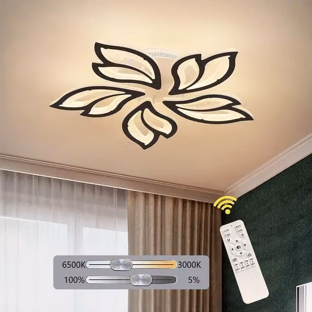 Garwarm Black Modern Leaves LED Flush Mount Ceiling Light Fixture – 1