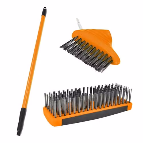 Lazy Tools 3-in-1 Weed Remover Tool with Steel Brush and Scraper in Orange – 1