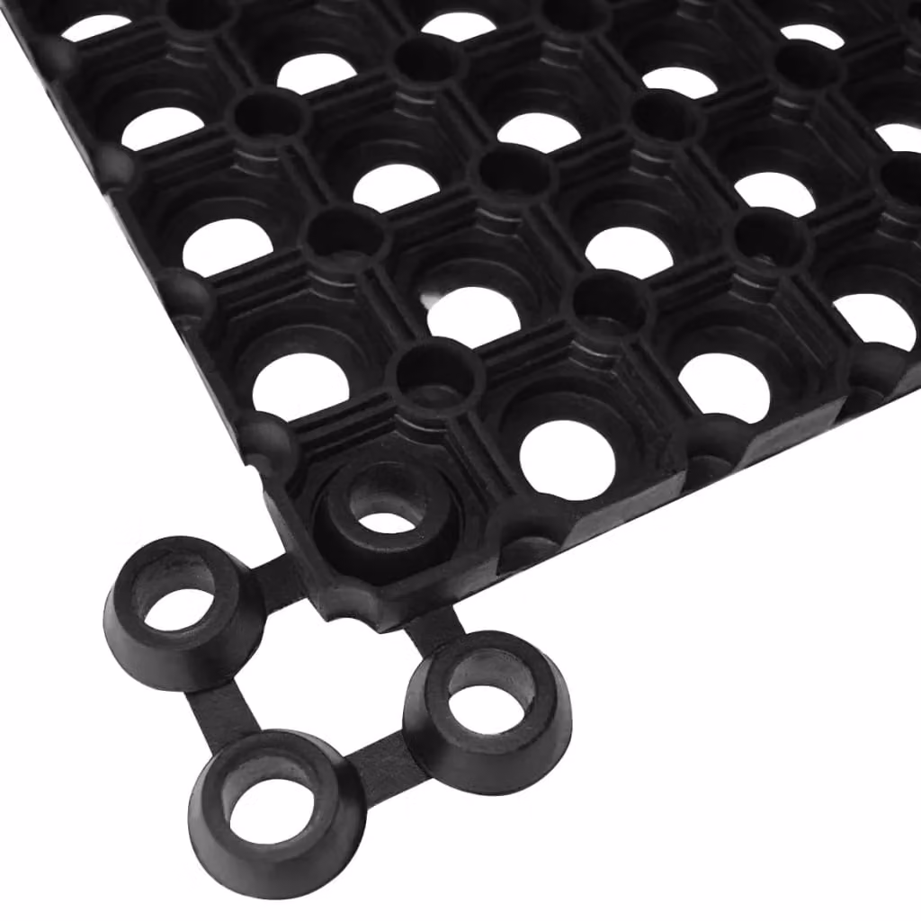 Berkfield Home Black Rubber Non-Slip Weatherproof Mat, W: 80 cm, L: 120 cm, H: 2.2 cm – 4