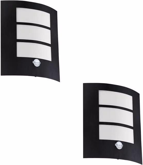 Loops 2 Pack Black Modern Wall Light with Replaceable E27 Bulb