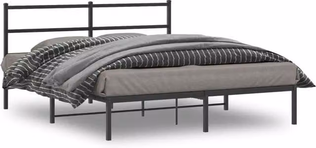 Berkfield Home Metal Bed Frame with Headboard, Black, W/D/H: 160 x 200 cm – 1