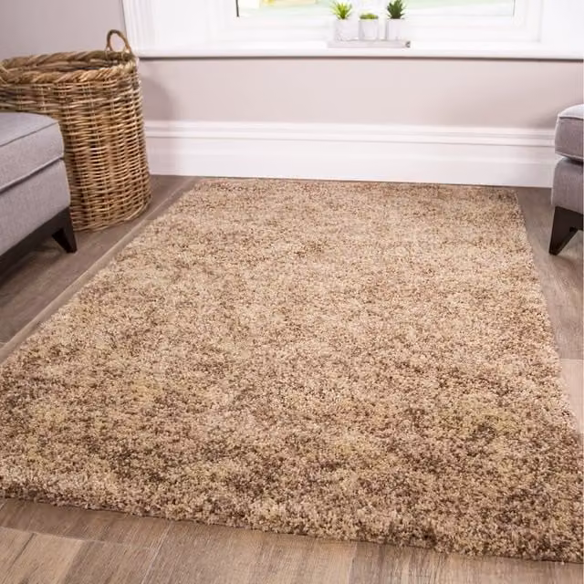 The Rug House Super Soft Natural Taupe Mottled Shaggy Area Rug, Beige, W: 290 cm, D: 200 cm
