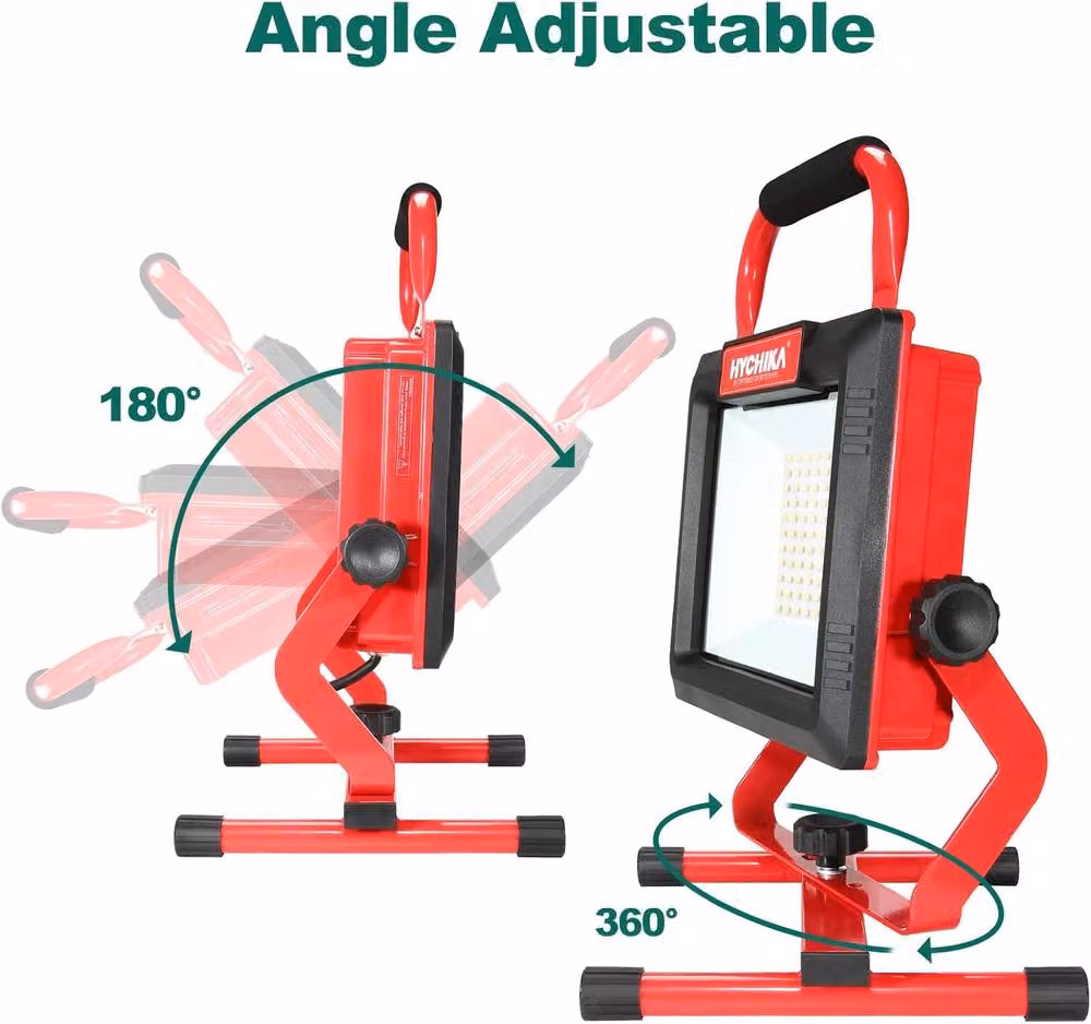 HYCHIKA 100W LED Work Light with Adjustable Foldable Stand, 3000LM, 6500K Cool White, IP65 Waterproof Black Floodlight – 2