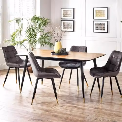Julian Bowen Findlay Rectangular Retro Dining Table in Walnut and Black, W: 160 cm, D: 90 cm, H: 75 cm – 3