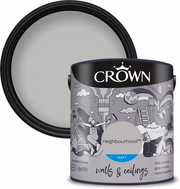 Crown Grey Matt Dispersion Emulsion Paint 2.5l – 1