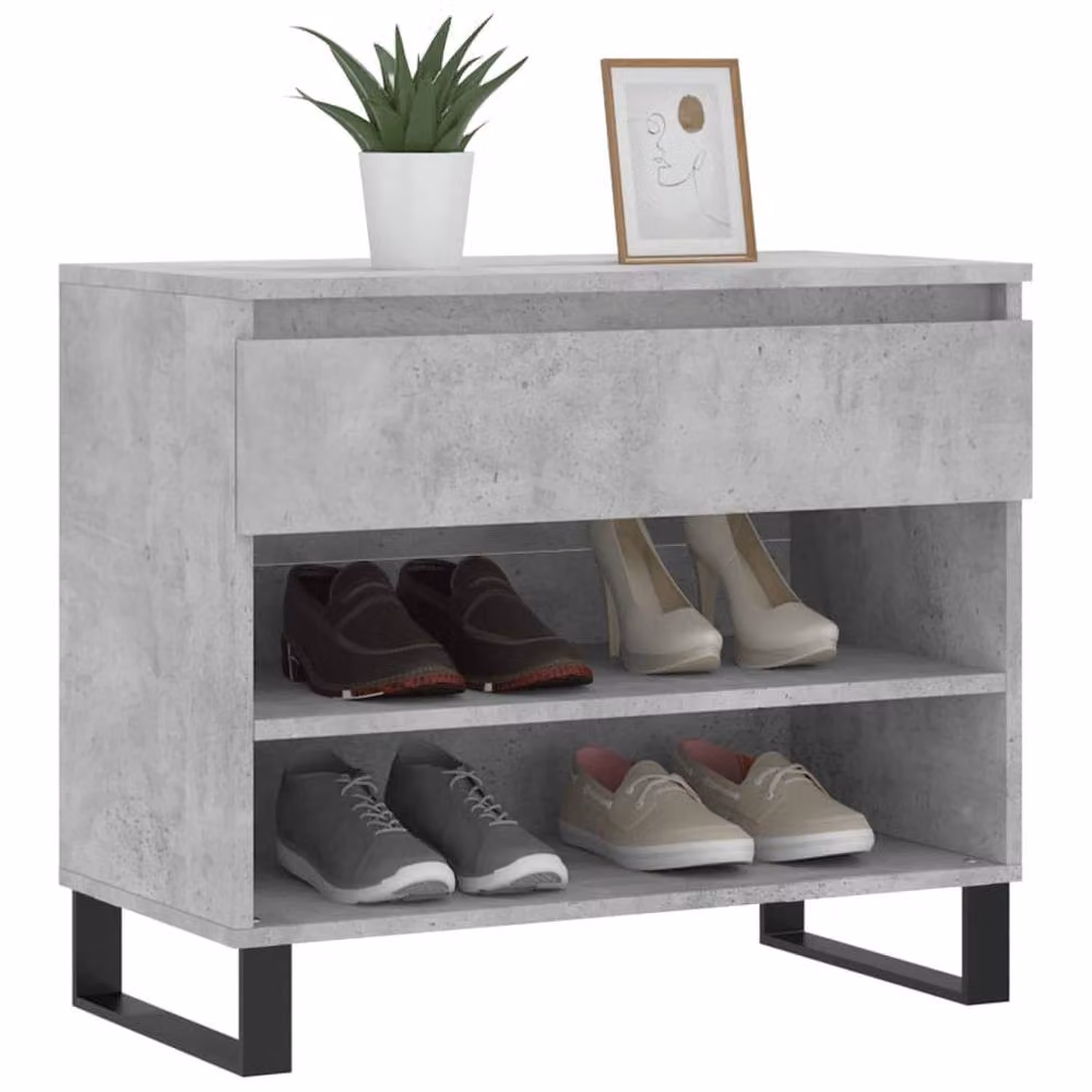 Berkfield Home Modern Grey Shoe Cabinet with Doors and Drawers, W/D/H: 70 x 36 x 60 cm – 3