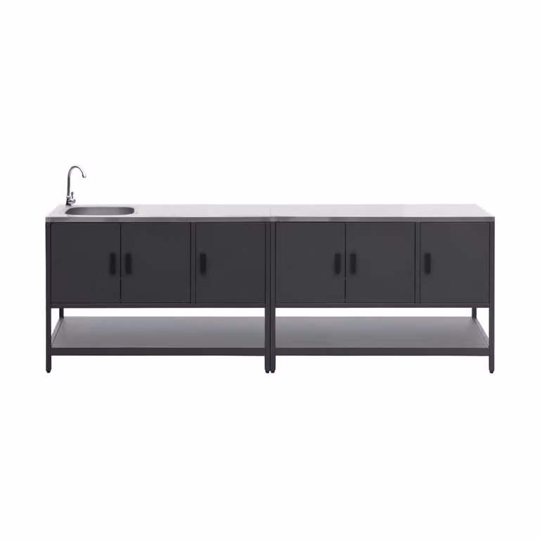 sweeek Outdoor Kitchen Stainless Steel 2 Modules in Black