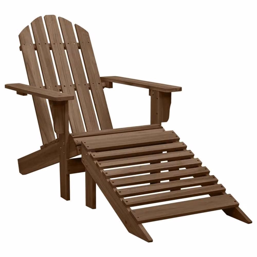 Berkfield Home Elegant Garden Lounge Chair with Ottoman in Brown Treated Pine Wood – 2