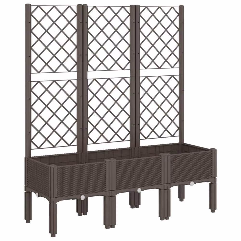 Berkfield Home Garden Planter with Trellis in Brown, W/D/H: 120 x 40 x 142 cm – 3