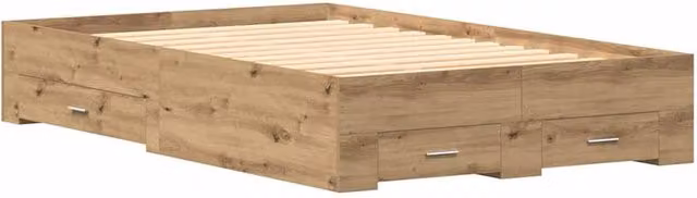 Berkfield Home Artisan Oak Bed Frame with Drawers in Brown, W/D/H: 120 x 190 cm