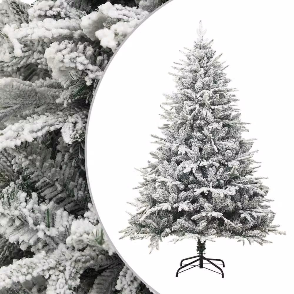 Berkfield Home Artificial Flocked Snow Christmas Tree in Green and White, Height: 240 cm – 2