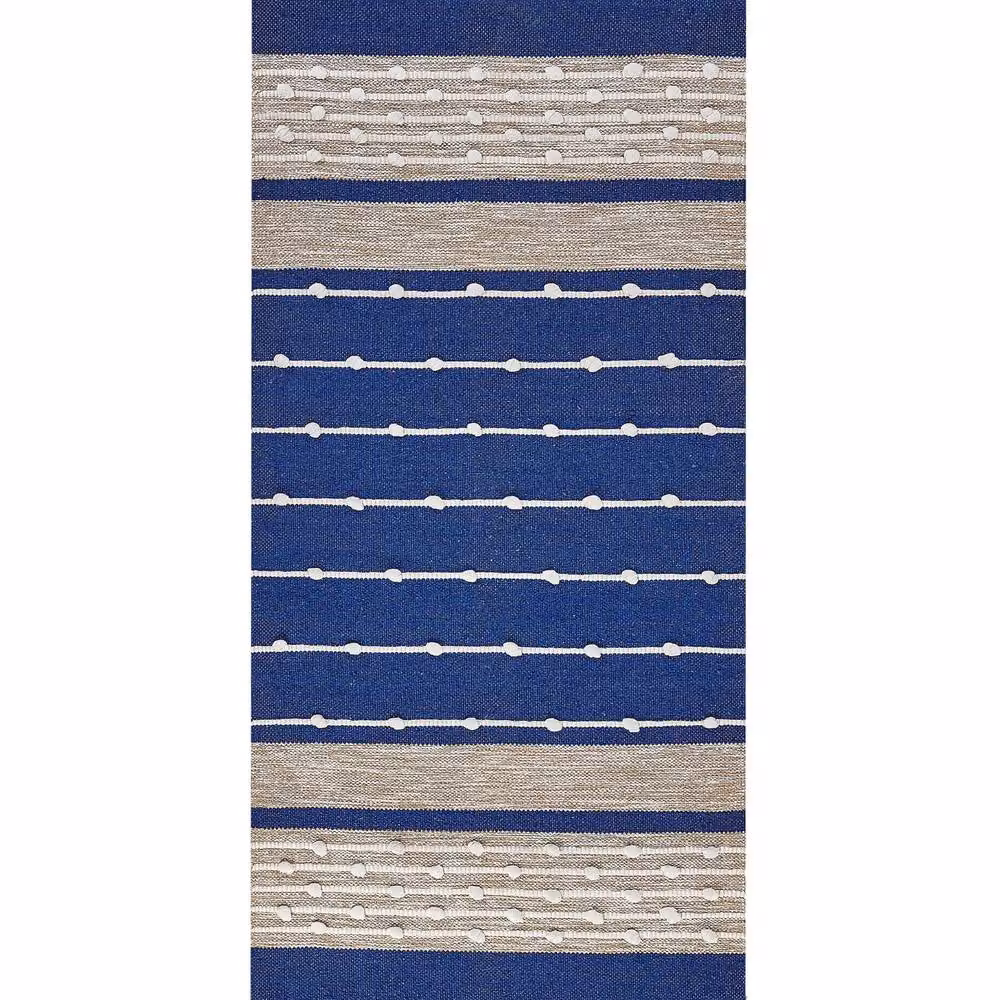 Wyld and Coco Navy Blue and Beige Geometric Handwoven Cotton Rug, W: 80 cm, L: 150 cm – 2