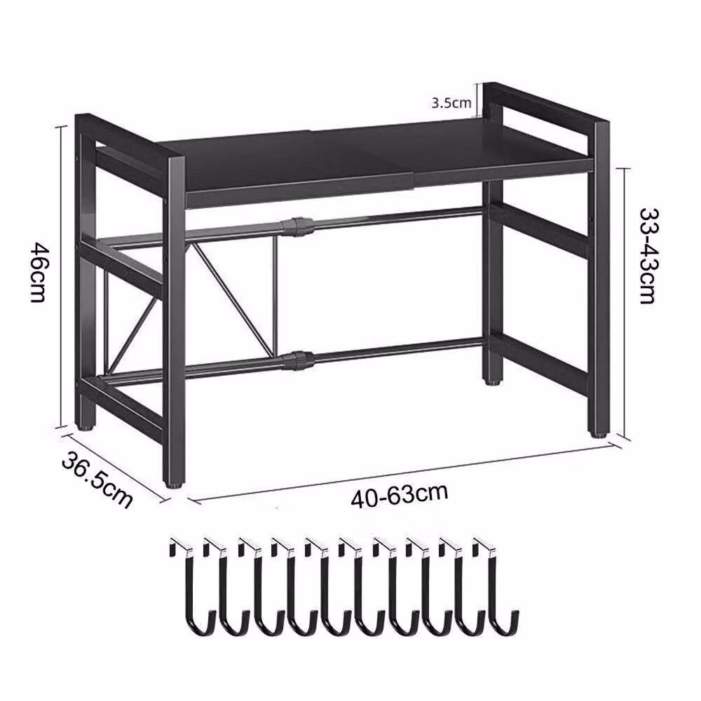 SPETLEK 2 Tier Black Metal Microwave Oven Rack Stand with Adjustable Shelves – 2