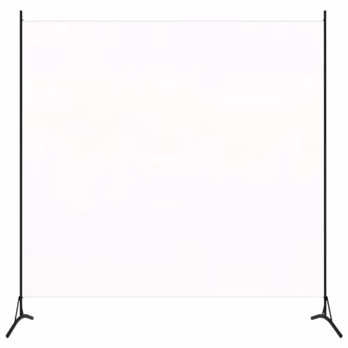 vidaXL Room Divider in White Fabric and Metal, H 175 cm x W 180 cm