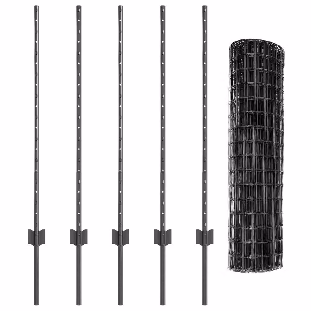 Berkfield Home Garden Fence Set of 2, Grey Powder-Coated Steel, W: 1 m, H: 1 m – 3