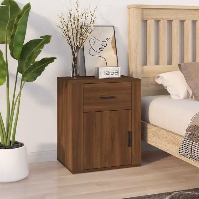 Berkfield Home Brown Oak Bedside Cabinet W/D/H: 50 x 36 x 60 cm – 1