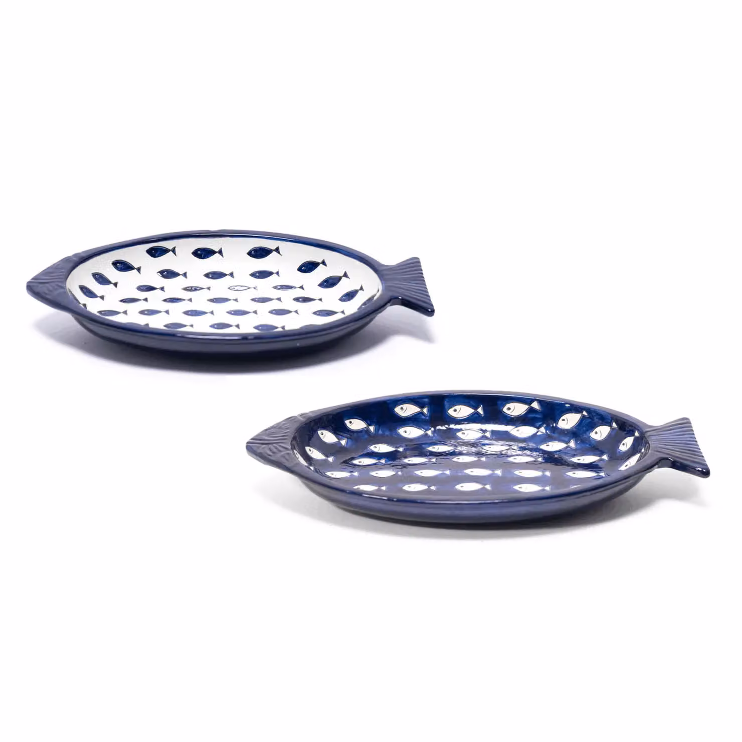 Verano Spanish Ceramics Blue and White Fish Ceramic Kitchen Dining Serving Dish, Width: 41 cm, Depth: 25 cm – 2