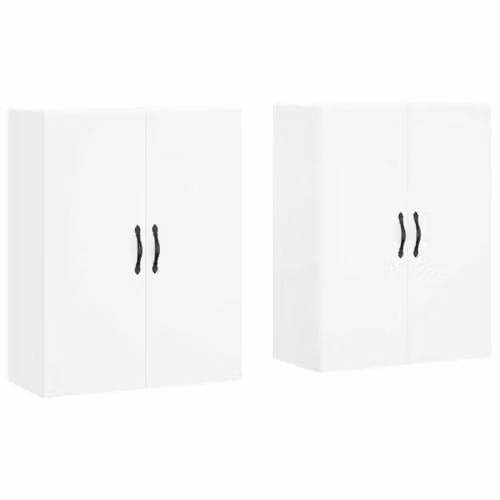 vidaXL Set of 2 Modern White Wall Mounted Cabinets with Hinged Doors and Internal Shelves