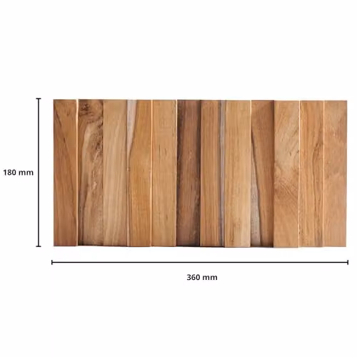 Rebel of Styles Wallsupply UltraWood Vertical Solid Teak Wood Hardwood Wall Cladding 3D Interlocking Tiles, Brown, 18pcs, 1.17m²