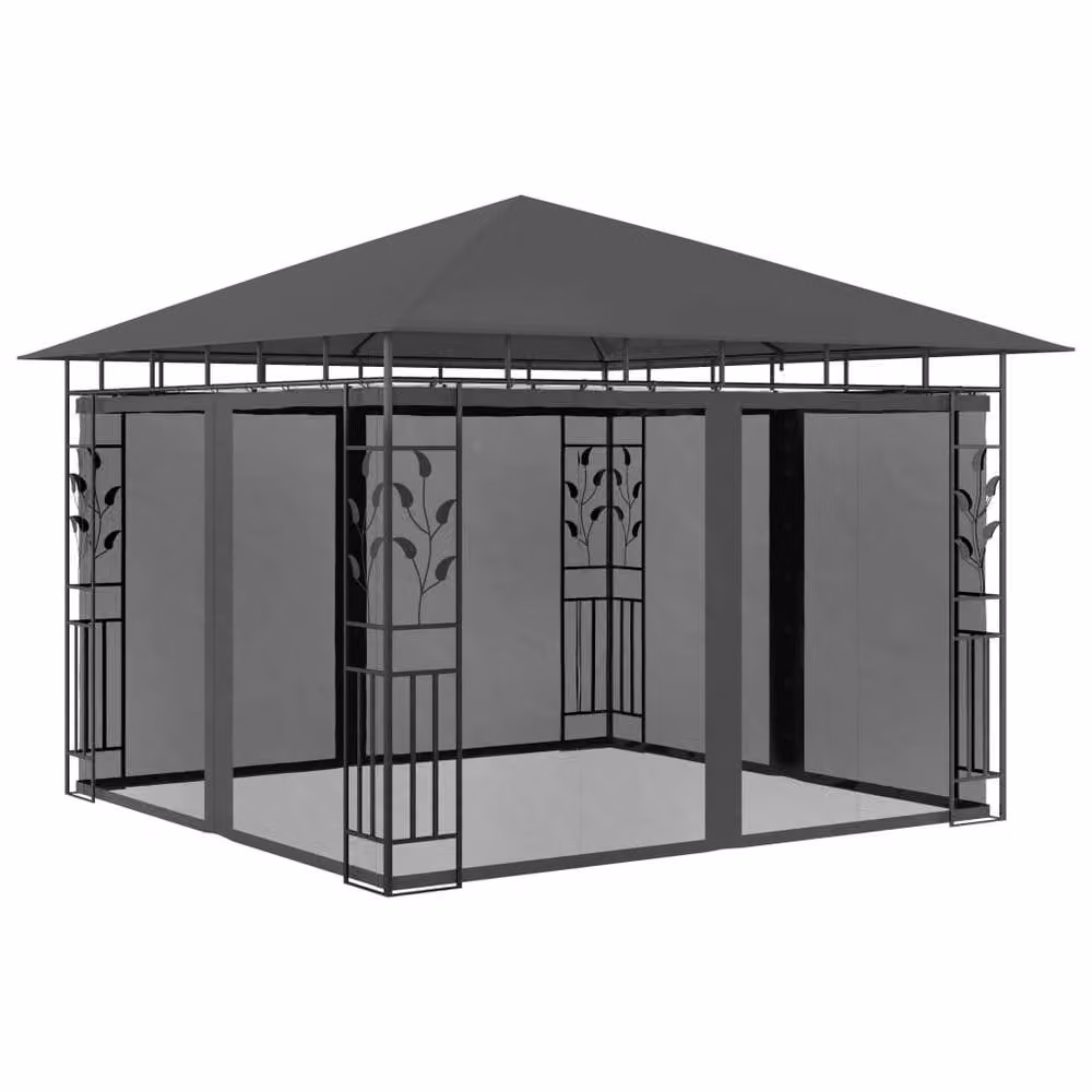 Berkfield Home Gazebo with Mosquito Net, Anthracite Grey, W/D/H: 300 x 300 x 273 cm – 2