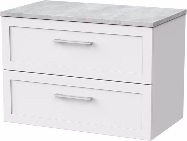 Balterley Stonnall 2 Drawer Vanity and Bellato Top in Matt White, Width: 80 cm