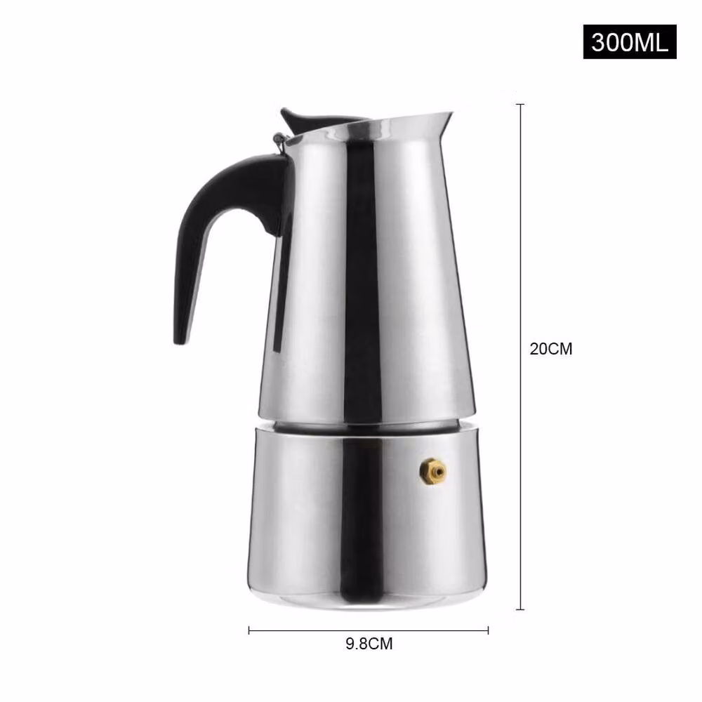 SPETLEK Silver Moka Pot Coffee Percolator, 300ml – 3