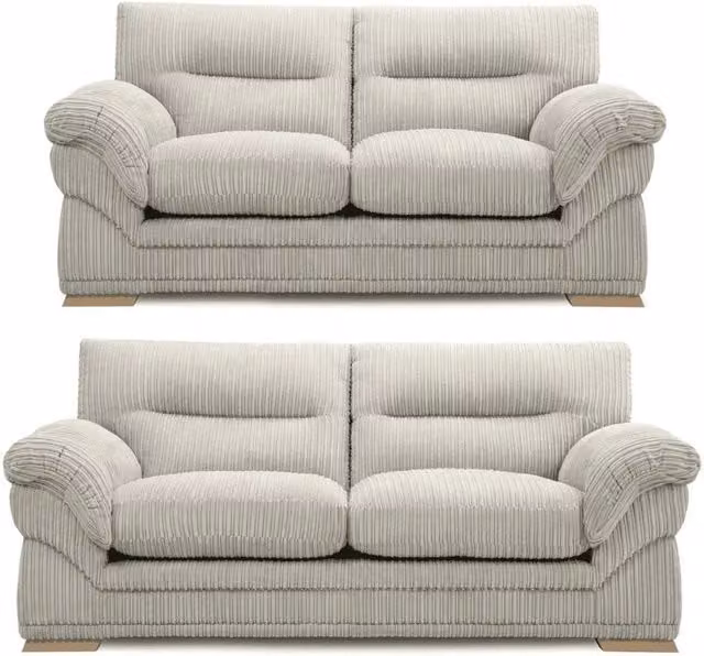 SOFASELECTION UK Amalfi Claude 3+2 Seater Sofa Set in Silver Grey Plush Fabric