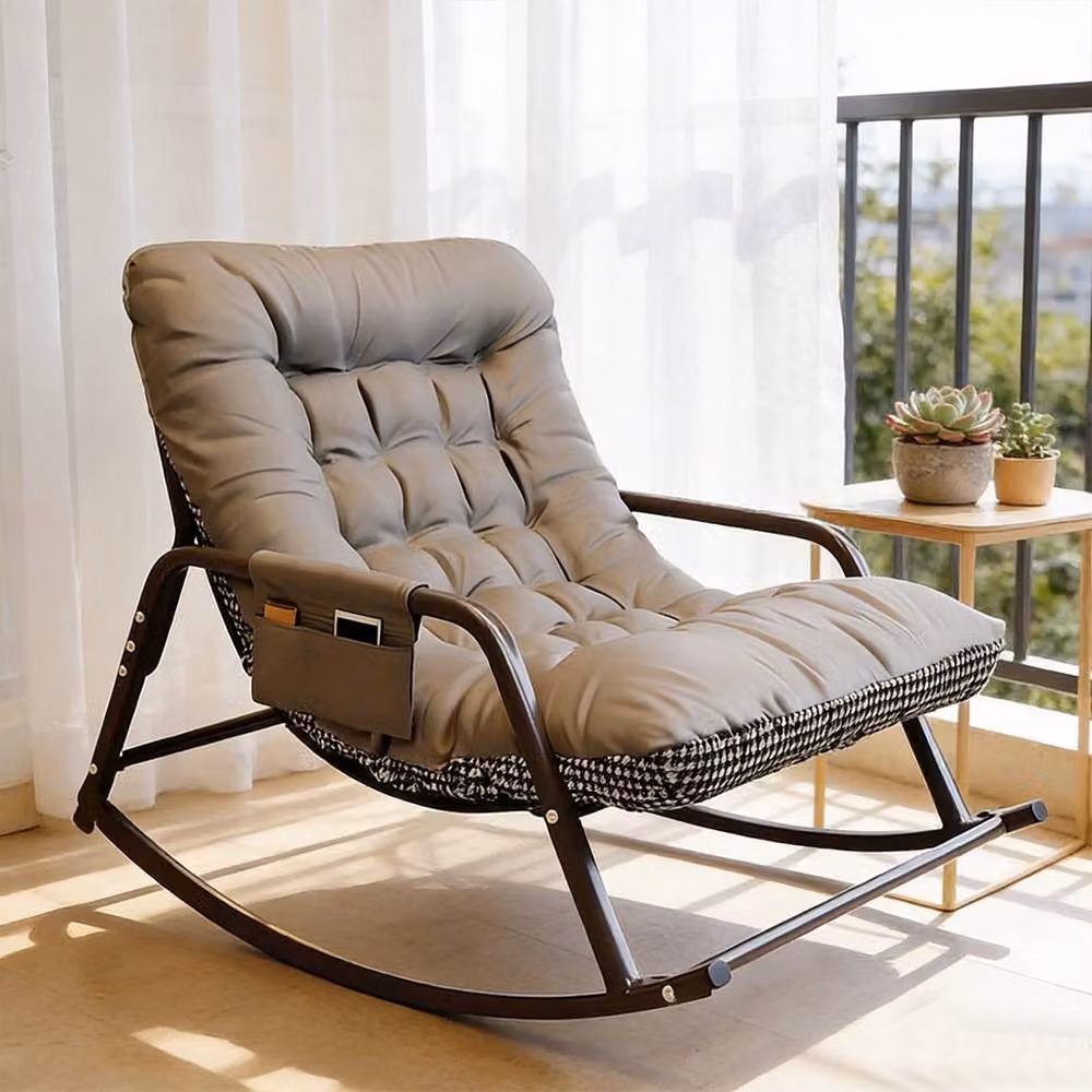 Ventryn Two-Seater Modern Rocking Chair with Reversible Cushion in Grey – 3