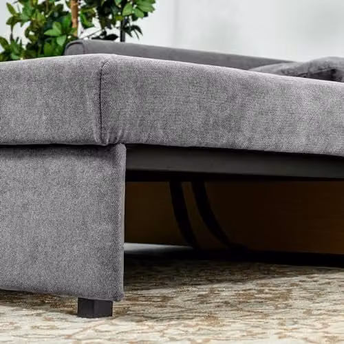 HOMCOM 2 Seater Fabric Sofa Bed with Pull Out Drawer and Hidden Storage, Grey – 10