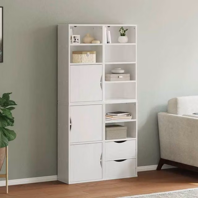 Berkfield Home ODDA Side Cabinets, 4 Piece Set in White Solid Wood Pine, W/D/H: 40 x 24 x 79 cm – 1