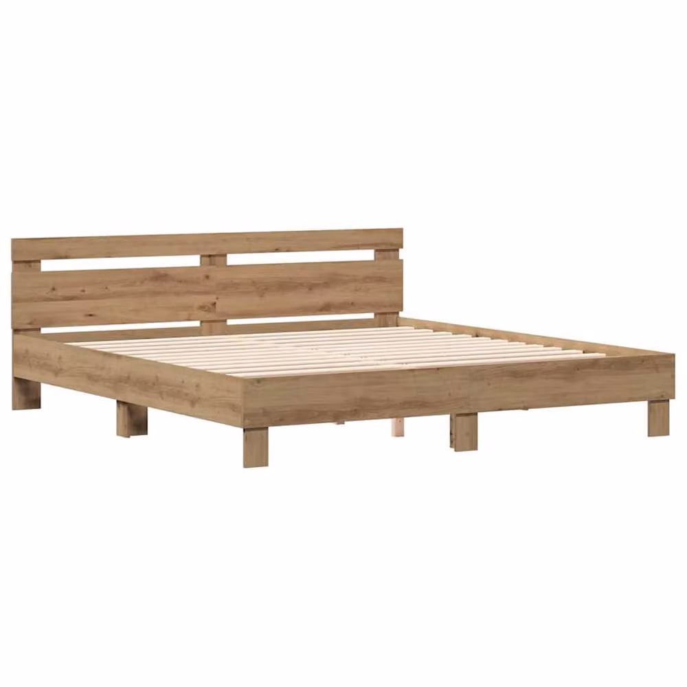 Berkfield Home Artisan Oak Bed Frame in Brown, Engineered Wood, W/D/H: 185 x 203 x 70 cm – 2