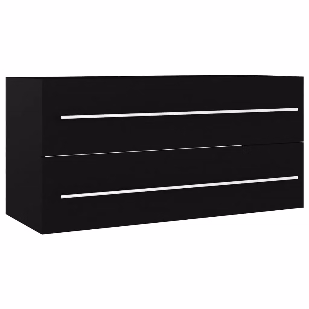 Berkfield Home Sink Cabinet in Black, W: 100 cm, D: 48 cm, H: 38.5 cm – 2