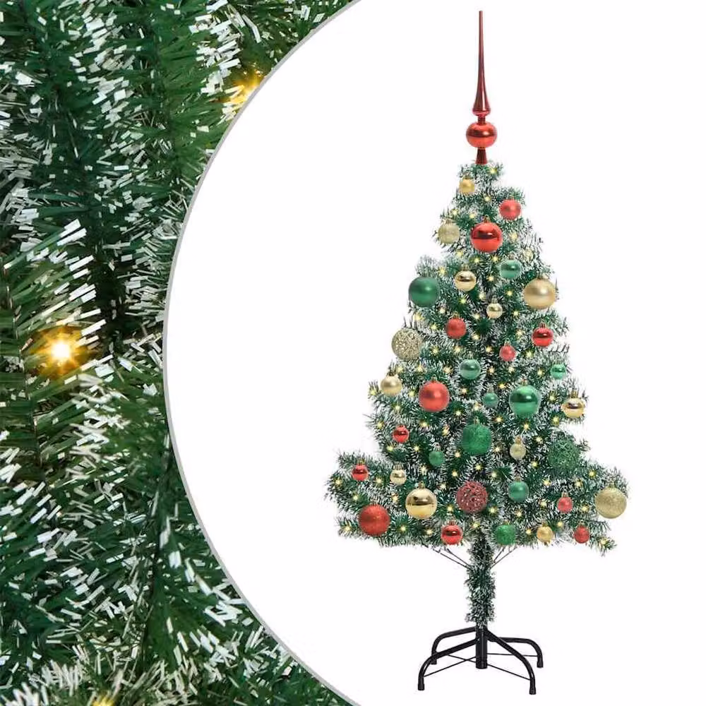 Berkfield Home Snow Flocked Artificial Christmas Tree with LED Lights, Green, Height: 120 cm – 2