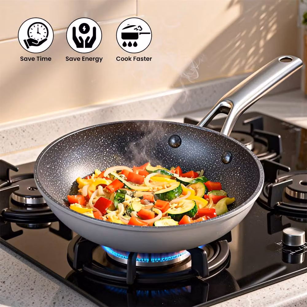 Alivio 10-Piece Non-Stick Aluminium Alloy Cookware Set in Beige – 7
