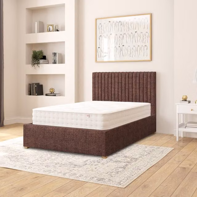 Aspire Grant Fabric Ottoman Storage Bed in Chocolate Brown Yorkshire Knit Fabric, W/D/H: 120 x 200 cm