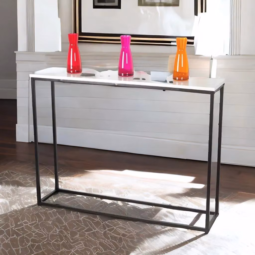 Rafaelo Mobilia Freestanding Slim Hallway Console Table in White, W/D/H: 100.5 x 24.0 x 75.5 cm – 3