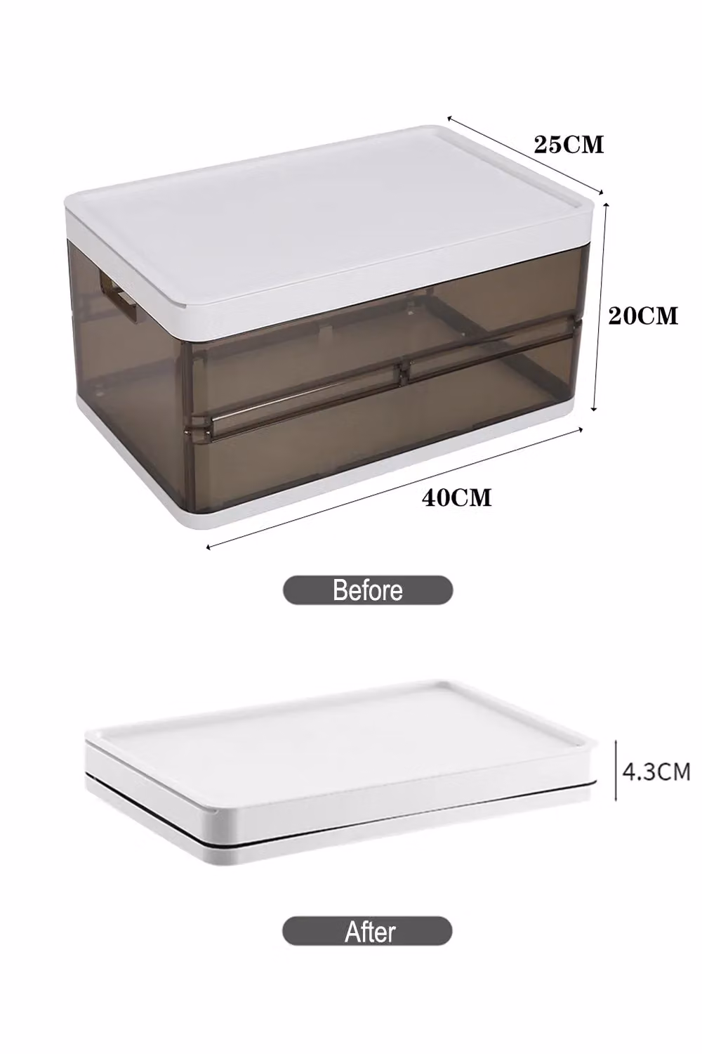 Living and Home Foldable Clothes Wardrobe Drawer Storage Box with Lid in Brown, W/D/H: 40 x 25 x 20 cm – 3
