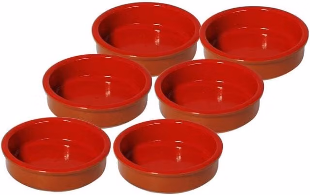Simpa Handmade Red Clay Spanish Tapas Cazuelas Ceramic Serving Bowls Set of 6